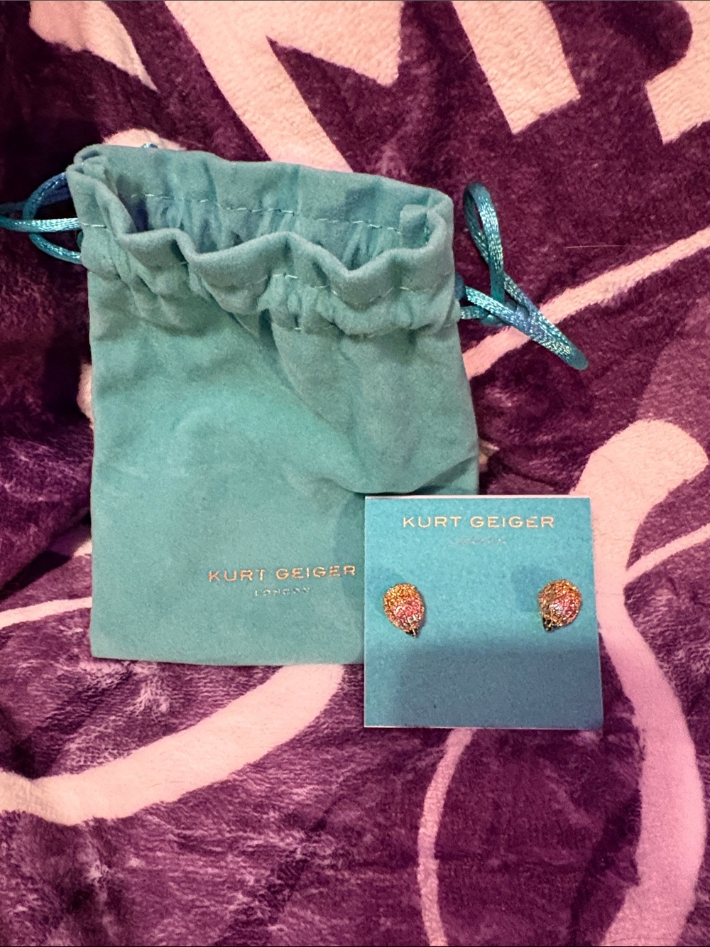 Kurt Geiger Eaglehead Statement Earrings/Pouch ~NWT